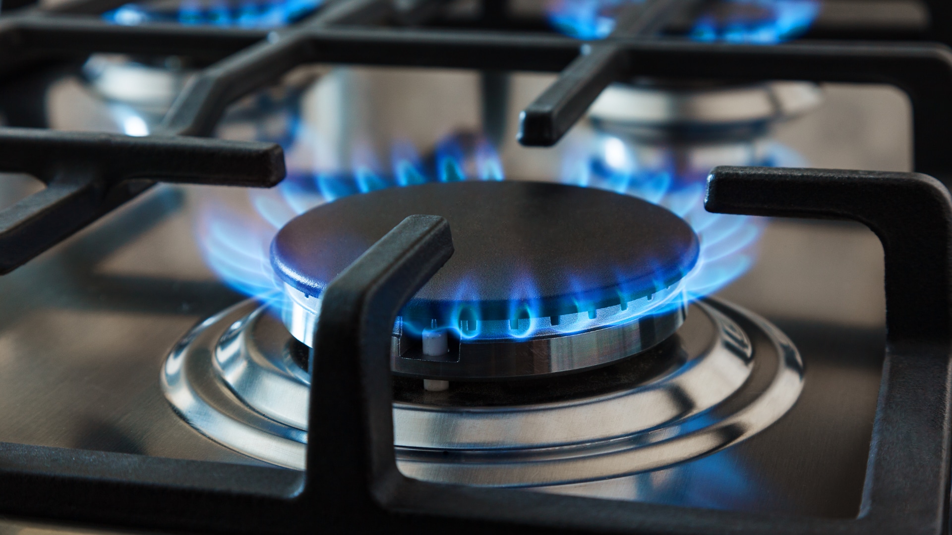 Clean blue flame on a properly tuned gas burner